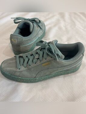 Puma Turquoise Suede Triplex Mono Sneakers 386852-03 Men’s 7 and Women’s 8.5